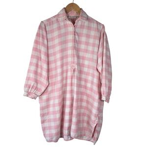 Victorias‎ Secret Gown Women Small Pink Flannel Gold Label Checkered Loungewear